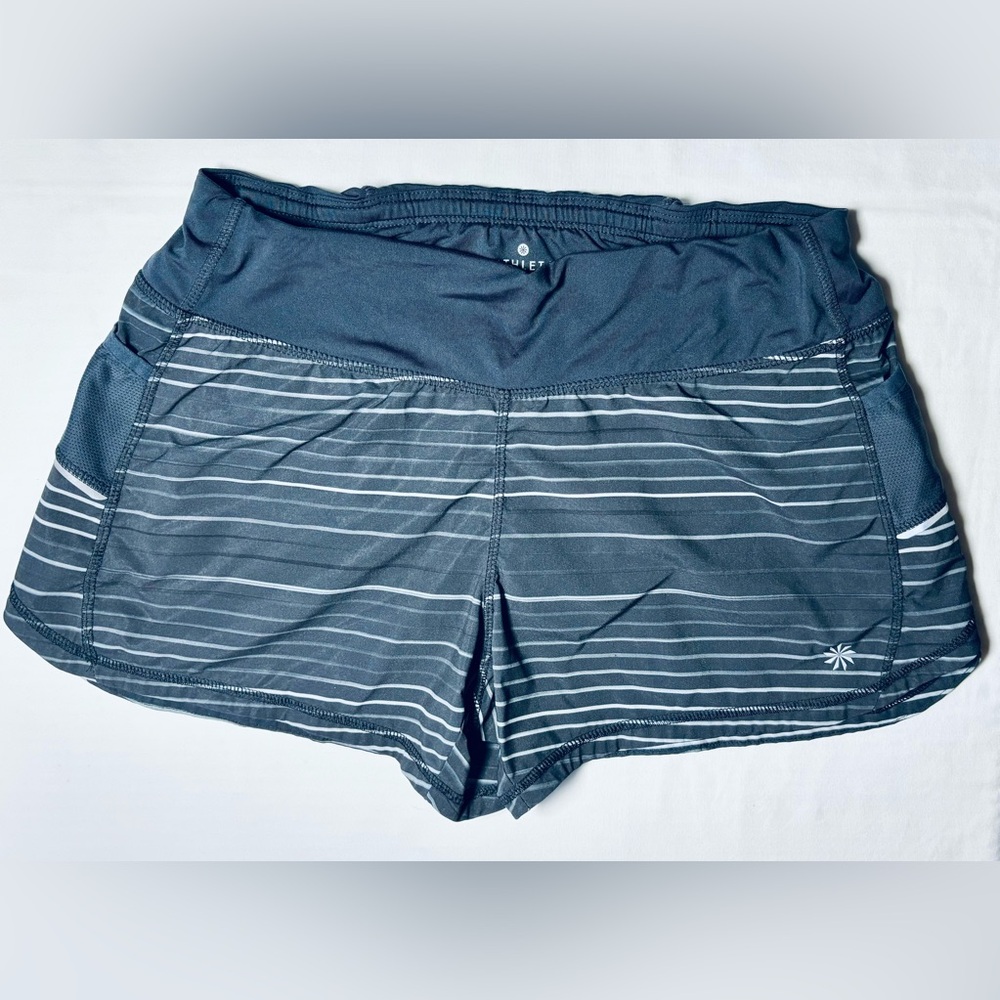 Athleta Ready Set Go Athletic Running Shorts Women's Medium Black Gray EXCELLENT
